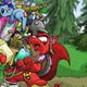 A medieval Wocky carries away a stack of items.